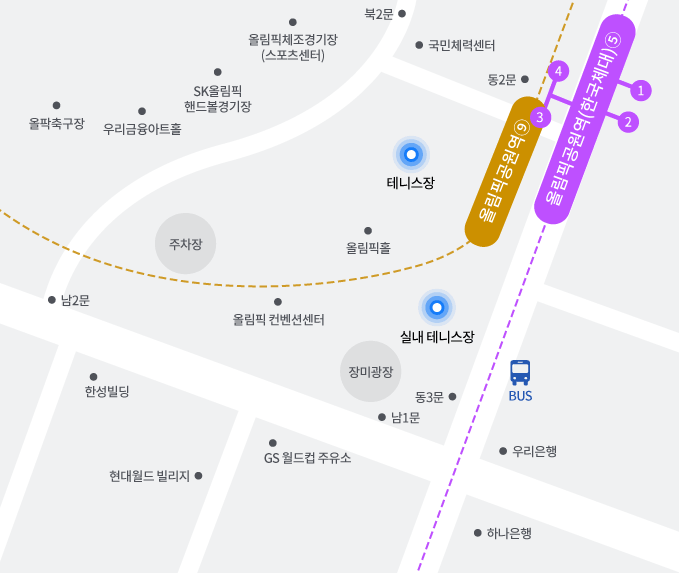 올림픽테니스장 위치 지도